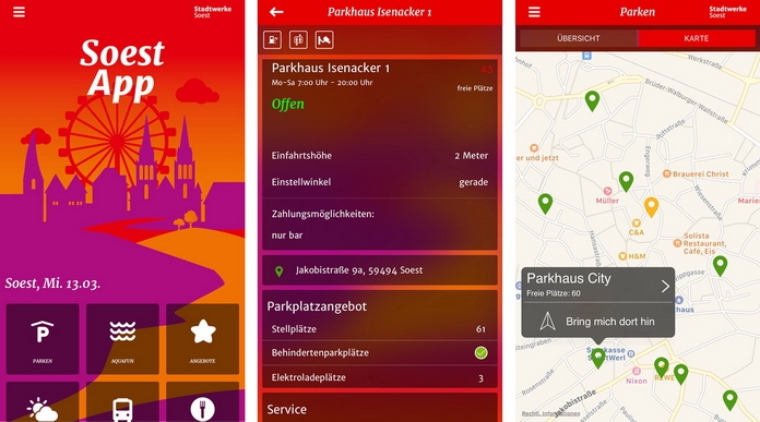 Soest App - Mit der Parkfunktion in drei Schritten zum Parkplatz